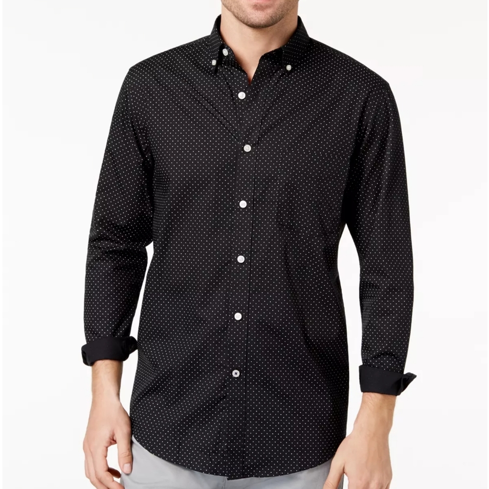 Cactus Slim Fit Micro Dot Print Long sleeve Button Down Shirt
